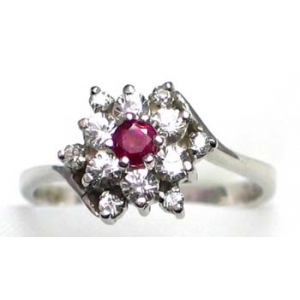 ring zilver 925 rhod met robijn en CZ