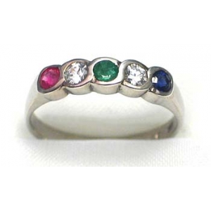 ring zilver 925 rhod met saffier, smaragd, robijn en CZ