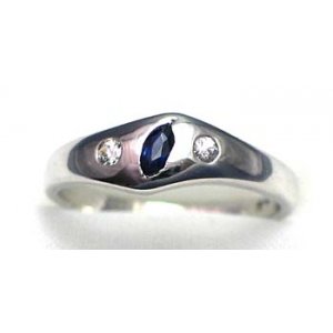 ring zilver 925 rhod met saffier en CZ