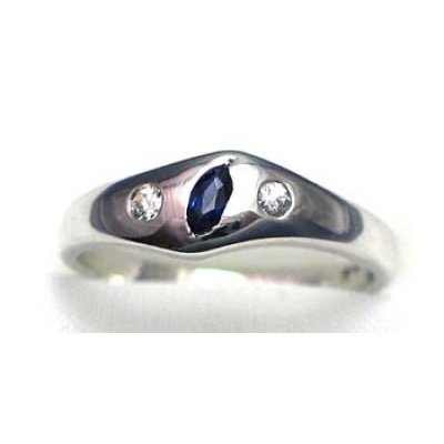 bague argent 925 rhod avec saphir et CZ