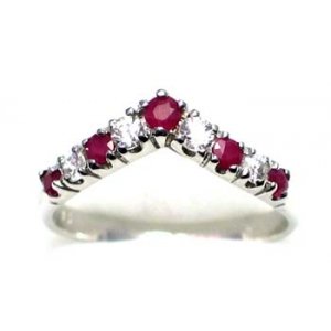 ring zilver 925 rhod met robijn en CZ