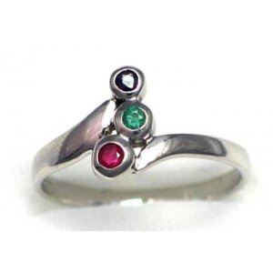 ring zilver 925 rhod met saffier, smaragd en robijn