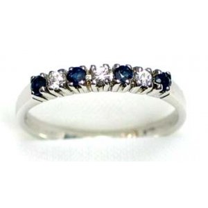 ring zilver 925 rhod met saffier en CZ