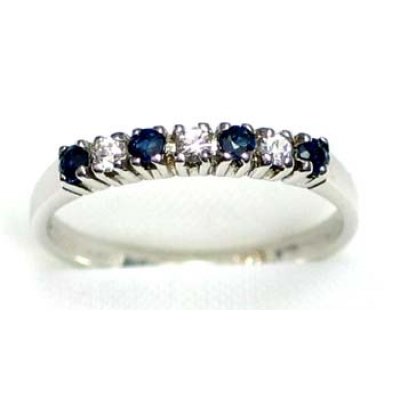 ring zilver 925 rhod met saffier en CZ