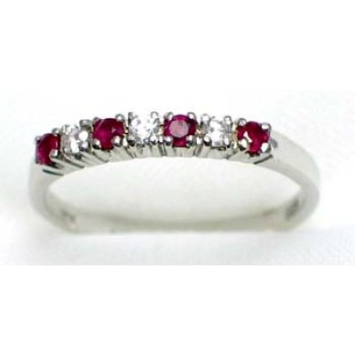 ring zilver 925 rhod met robijn en CZ