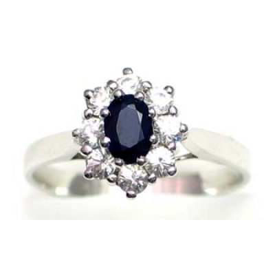 bague argent 925 rhod avec saphir et CZ