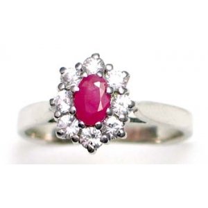 ring zilver 925 rhod met robijn en CZ