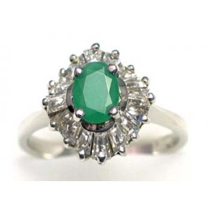 ring zilver 925 rhod met smaragd en CZ