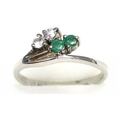 bague argent 925 rhod avec émeraude et CZ