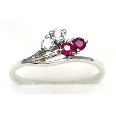 ring zilver 925 rhod met robijn en CZ