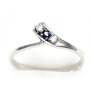 ring zilver 925 rhod met saffier en CZ