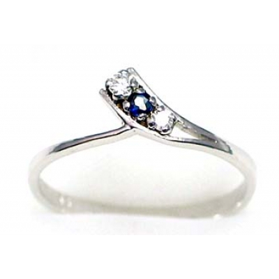 ring zilver 925 rhod met saffier en CZ