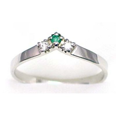bague argent 925 rhod avec émeraude et CZ