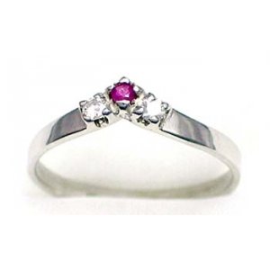 ring zilver 925 rhod met robijn en CZ