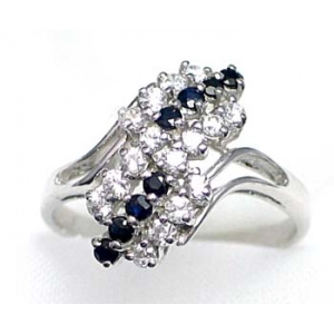 ring zilver 925 rhod met saffier en CZ