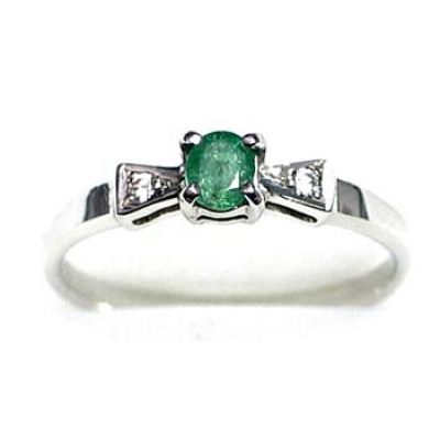 bague argent 925 rhod avec émeraude et CZ