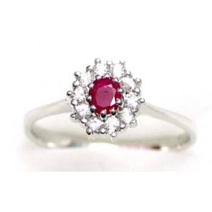 bague argent 925 rhod avec rubis et CZ