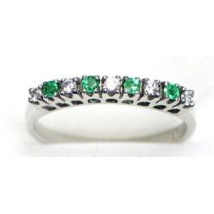 ring zilver 925 rhod met smaragd en CZ