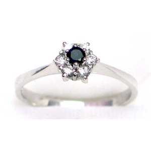 ring silver 925 rhod with sapphire and CZ