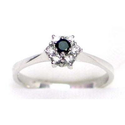 ring silver 925 rhod with sapphire and CZ