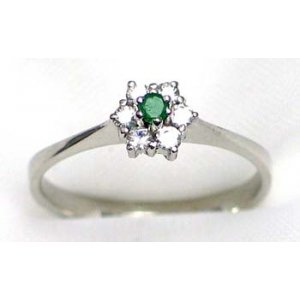 ring zilver 925 rhod met smaragd en CZ