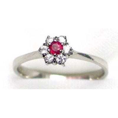 ring zilver 925 rhod met robijn en CZ