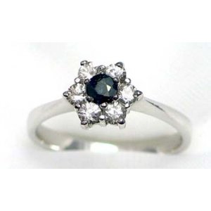 ring zilver 925 rhod met saffier en CZ