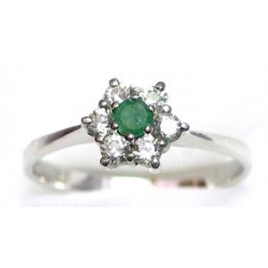 ring zilver 925 rhod met smaragd en CZ