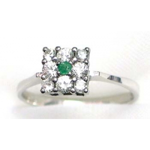 ring zilver 925 rhod met smaragd en CZ