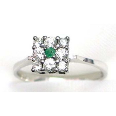 ring zilver 925 rhod met smaragd en CZ