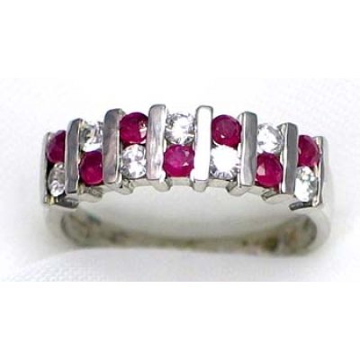 ring zilver 925 rhod met robijn en CZ