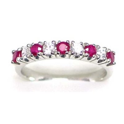 ring zilver 925 rhod met robijn en CZ