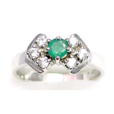 ring silver 925 rhod with emerald and CZ