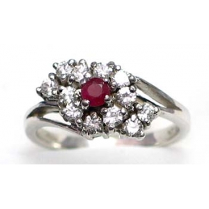 ring zilver 925 rhod met robijn en CZ