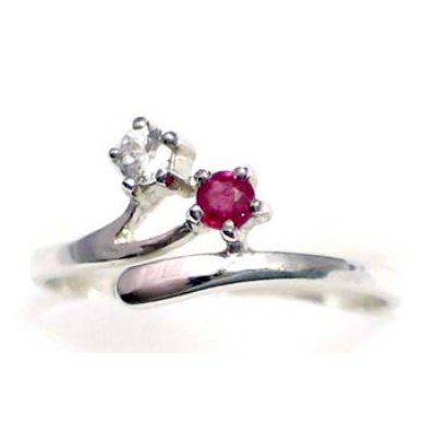 ring zilver 925 rhod met robijn en CZ