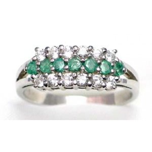 ring zilver 925 rhod met smaragd en CZ