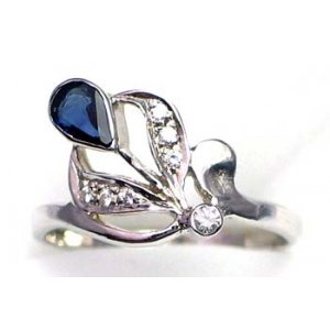 ring zilver 925 rhod met saffier en CZ