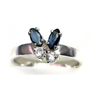 ring zilver 925 rhod met saffier en CZ