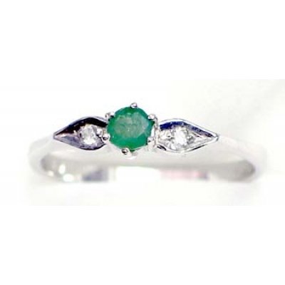 ring zilver 925 rhod met smaragd en CZ