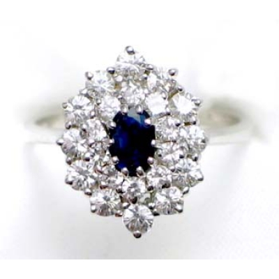 ring zilver 925 rhod met saffier en CZ