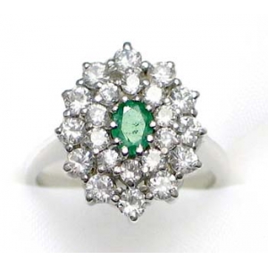 ring zilver 925 rhod met smaragd en CZ