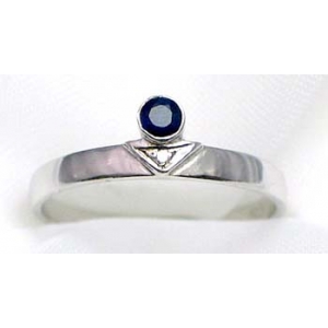 ring zilver 925 rhod met saffier en CZ