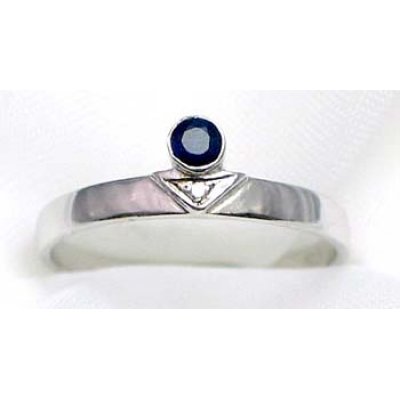 ring zilver 925 rhod met saffier en CZ