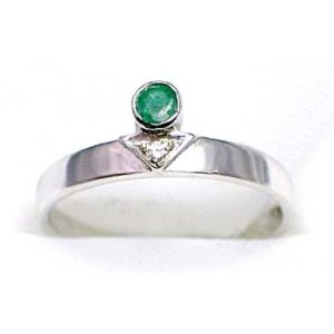 ring zilver 925 rhod met smaragd en CZ