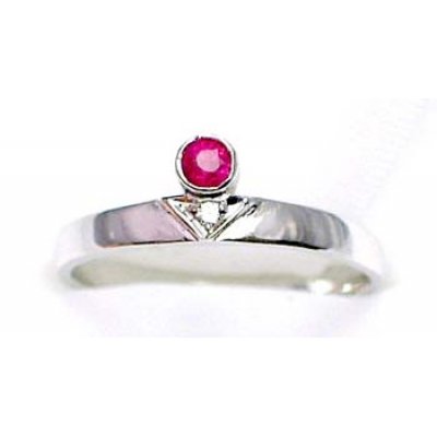 ring silver 925 rhod with ruby and CZ