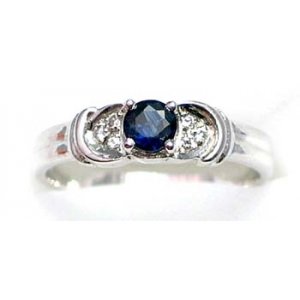 ring zilver 925 rhod met saffier en CZ