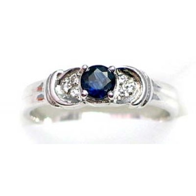 ring zilver 925 rhod met saffier en CZ