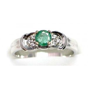 ring zilver 925 rhod met smaragd en CZ