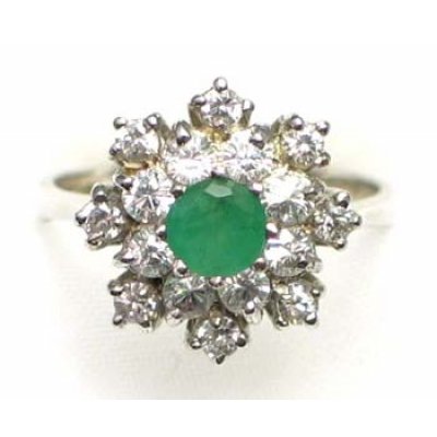 bague argent 925 rhod avec émeraude et CZ