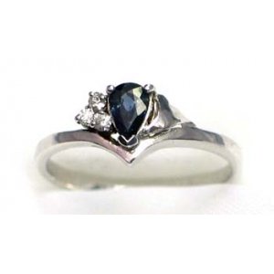 ring silver 925 rhod with sapphire and CZ